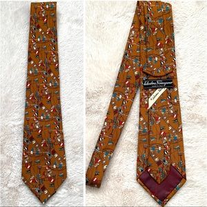 Salvatore Ferragamo Silk Pirate Printed Italy Tie